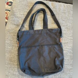 Retro Metro-Thirty-One Bags-Dark Grey w/ Brown Leather Detail-17’ wide, 16’ deep